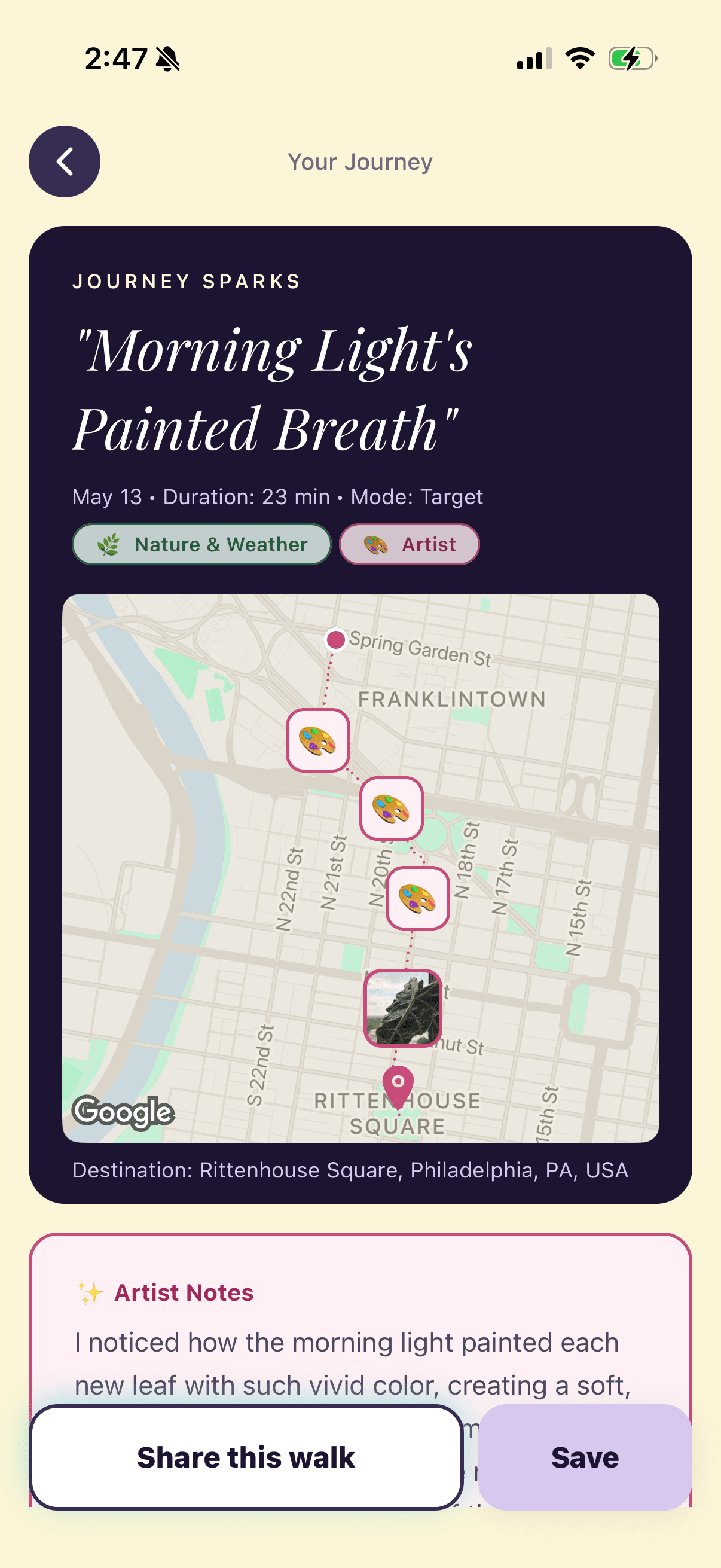 Journey Sparks walk summary